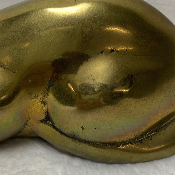 VTG Brass‎ Stalking Cat Shelf Book Sitter Korea Metal Cat Kitten Statue Decor - Picture 6 of 11